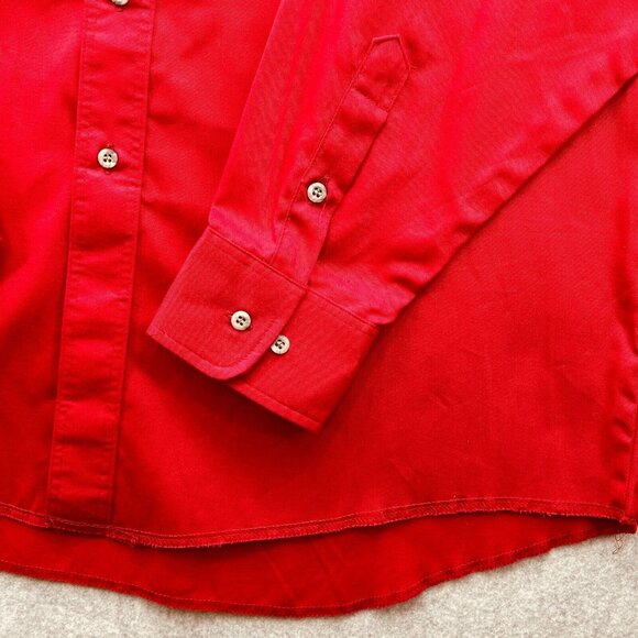 NWT Wrangler Painted Desert Western Shirt 17.5-36 Red Button-Down X-Long Tails - Picture 6 of 12